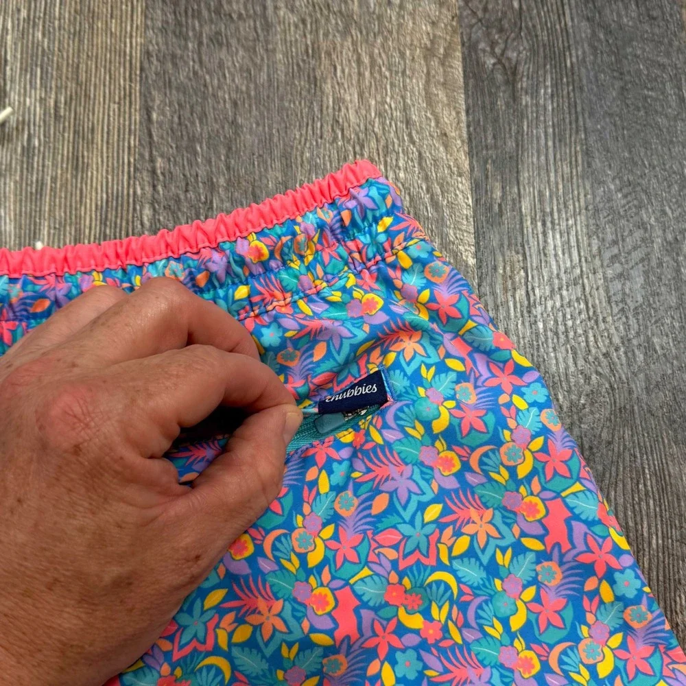 Chubbies Swim Trunks Mens XL Multicolor Floral 7 Inch Inseam Compression Liner